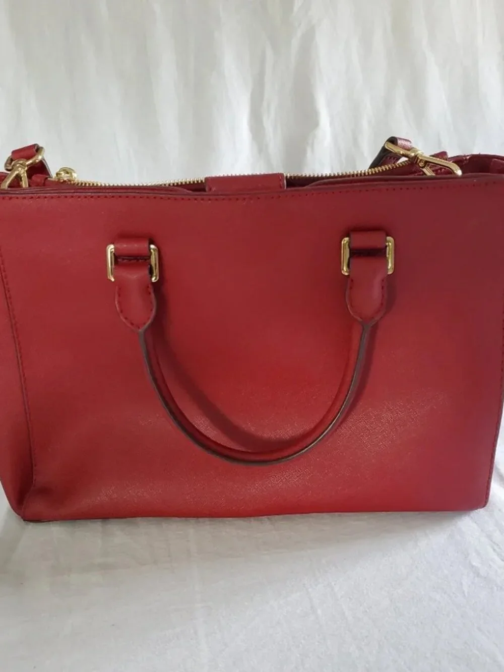 Michael Kors red saffiano leather top handle crossbody